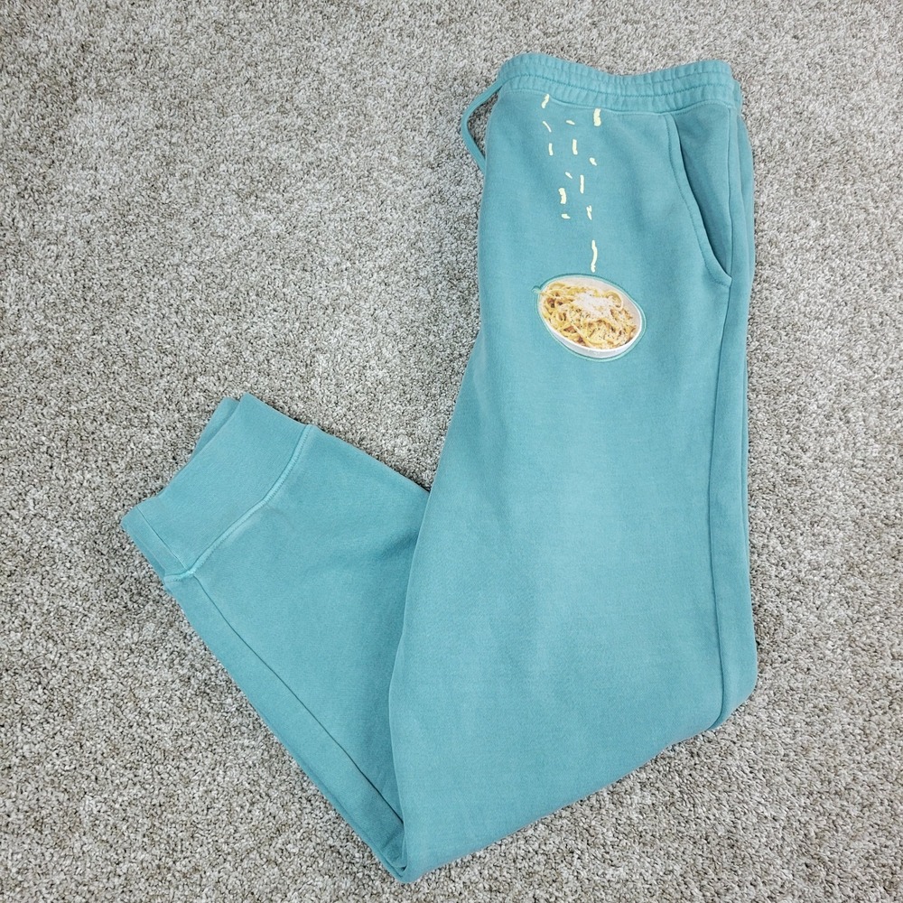 Mr Eat Well Appreciate Mens 2XL Green Jogger Sweatpants Elastic Waist Drawstring